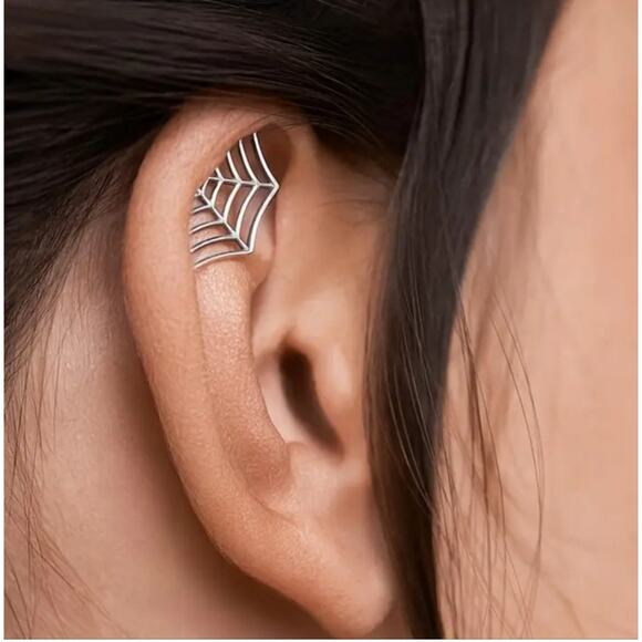 Spider web stainless steel cartilage ear piercing earrings - Picture 1 of 4